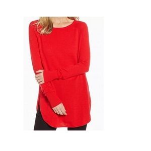 EUC Halogen Red Cashmere Blend Tunic Sweater sz 1X